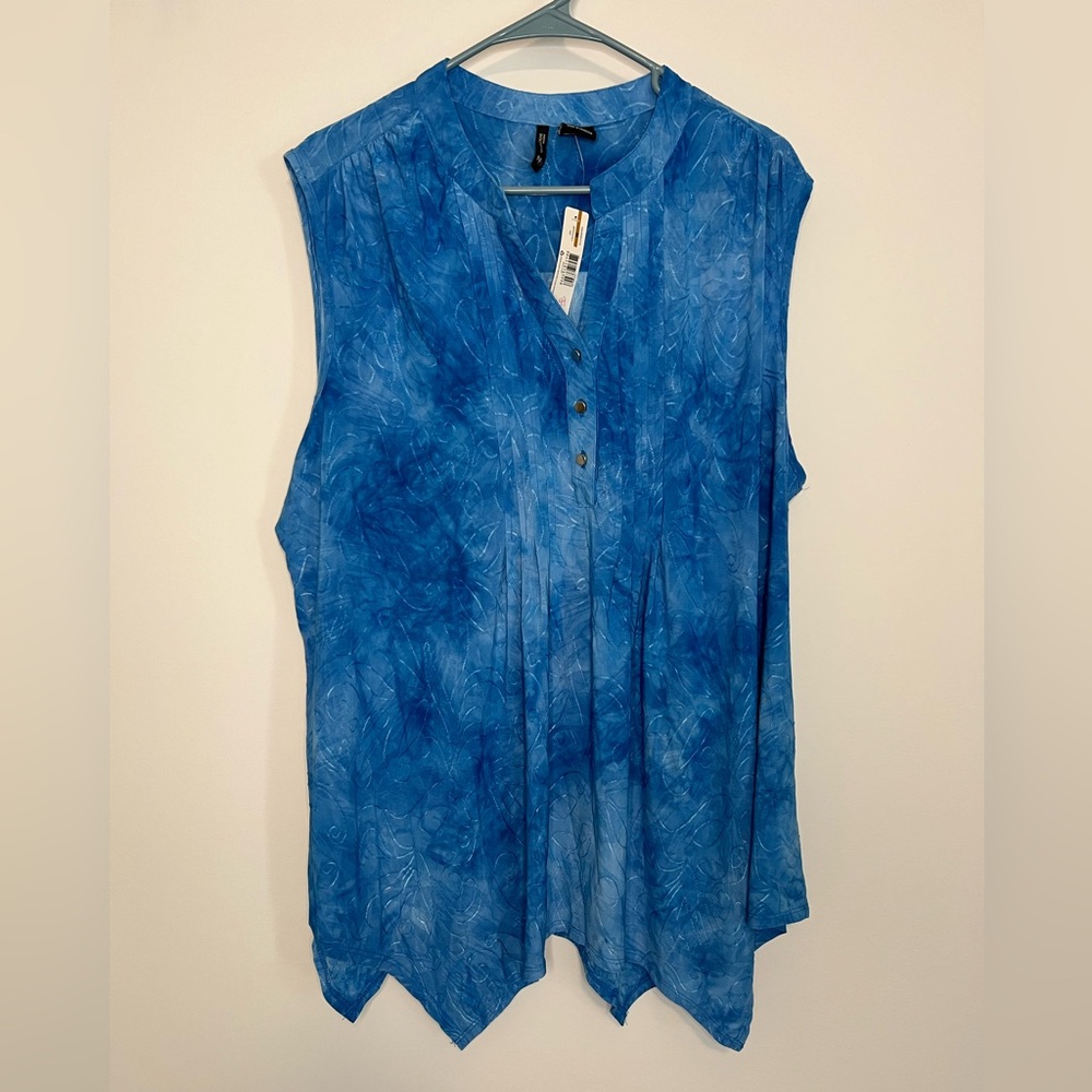 New Directions Blue Sleeveless Blouse 3X NEW
